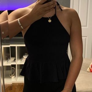 Navy Blue Cute Halter Top